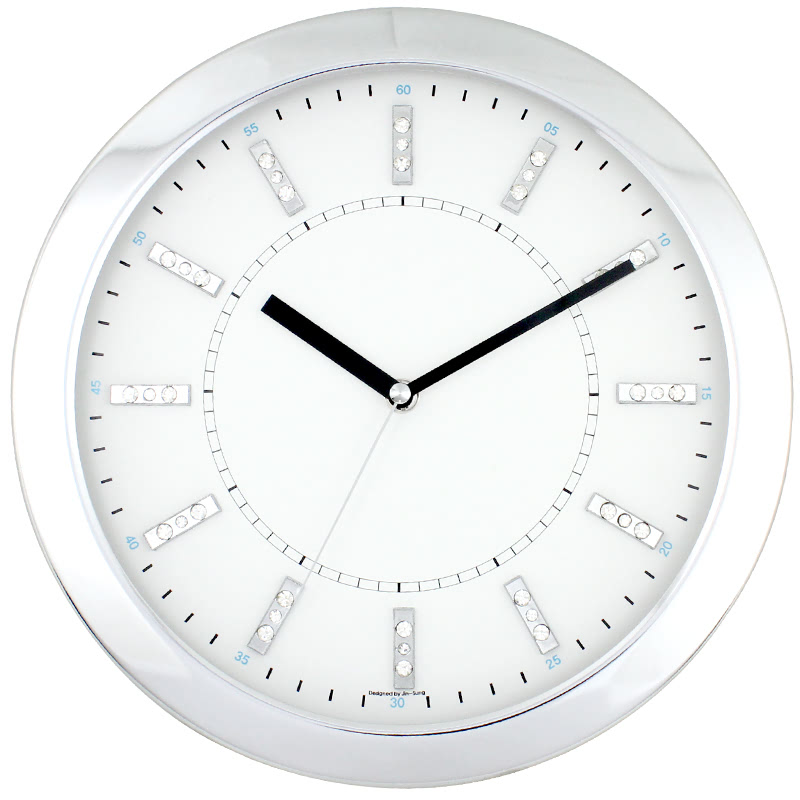 KLPK14101H (100개기준단가) 큐빅크롬무소음벽시계(벽걸이시계) 벽시계 제작
