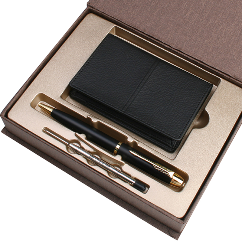 KLPK37059(100개 단가) pu오플명함지갑(검정)+로얄큐피트펜(금장)